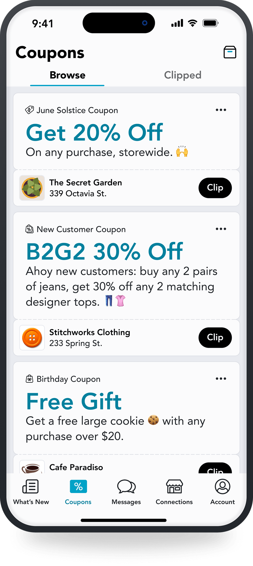 Nearlist Coupons in iPhone